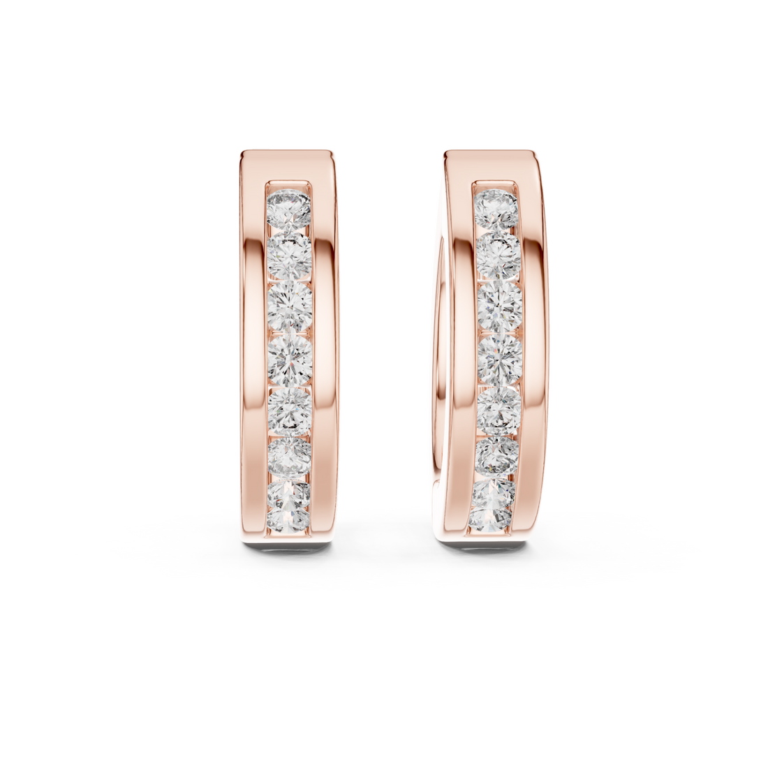  Rose Gold Elegant Horizon Signature Oval Hoops Right View