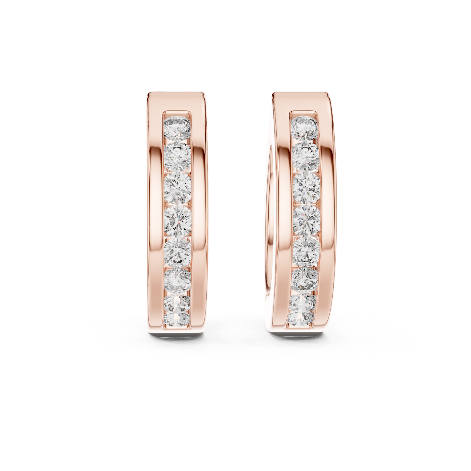  Rose Gold Elegant Horizon Signature Oval Hoops Front View