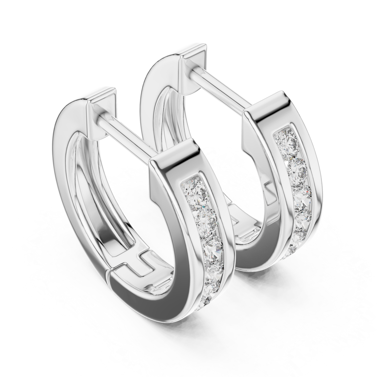  White Gold Elegant Horizon Signature Oval Hoops Right View