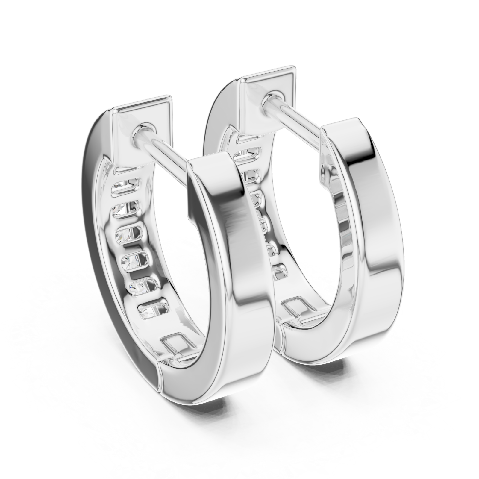  White Gold Elegant Horizon Signature Oval Hoops Side View