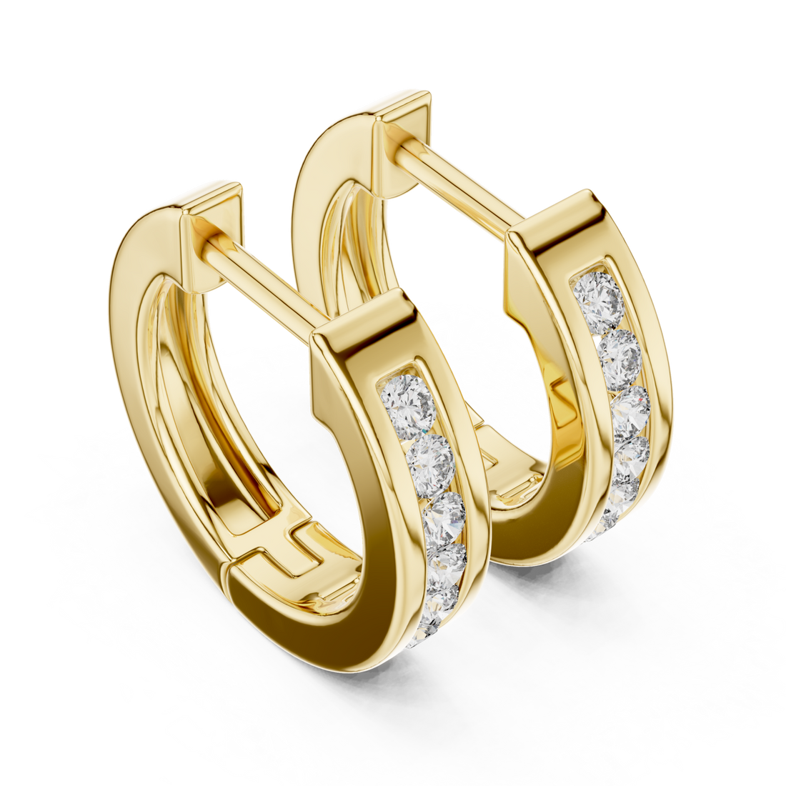 Gold Elegant Horizon Signature Oval Hoops Right View