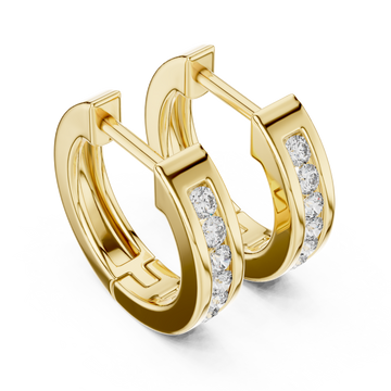 Gold Elegant Horizon Signature Oval Hoops Right View