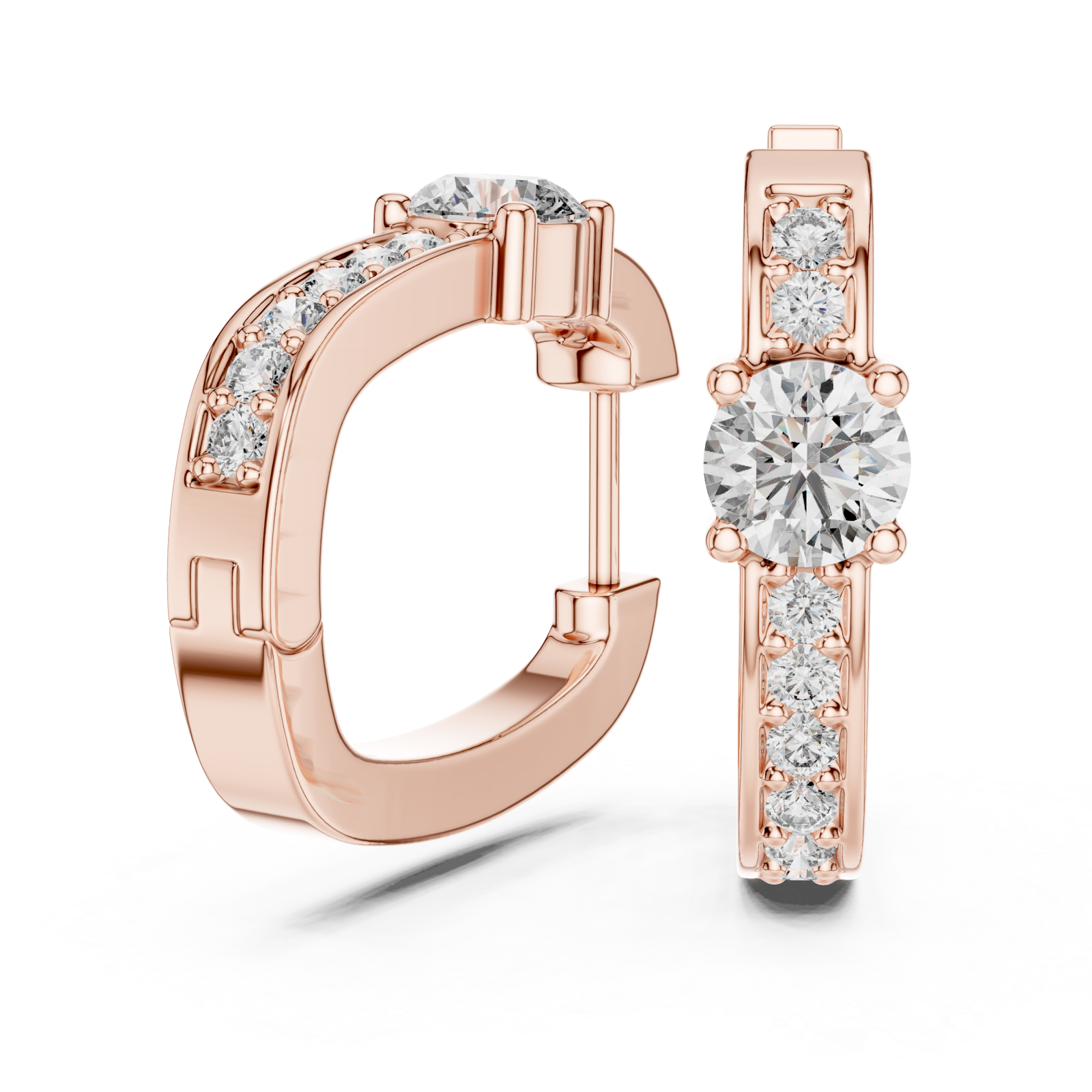  Rose Gold Blossom Harmony Elegant Hoop Earrings Left View