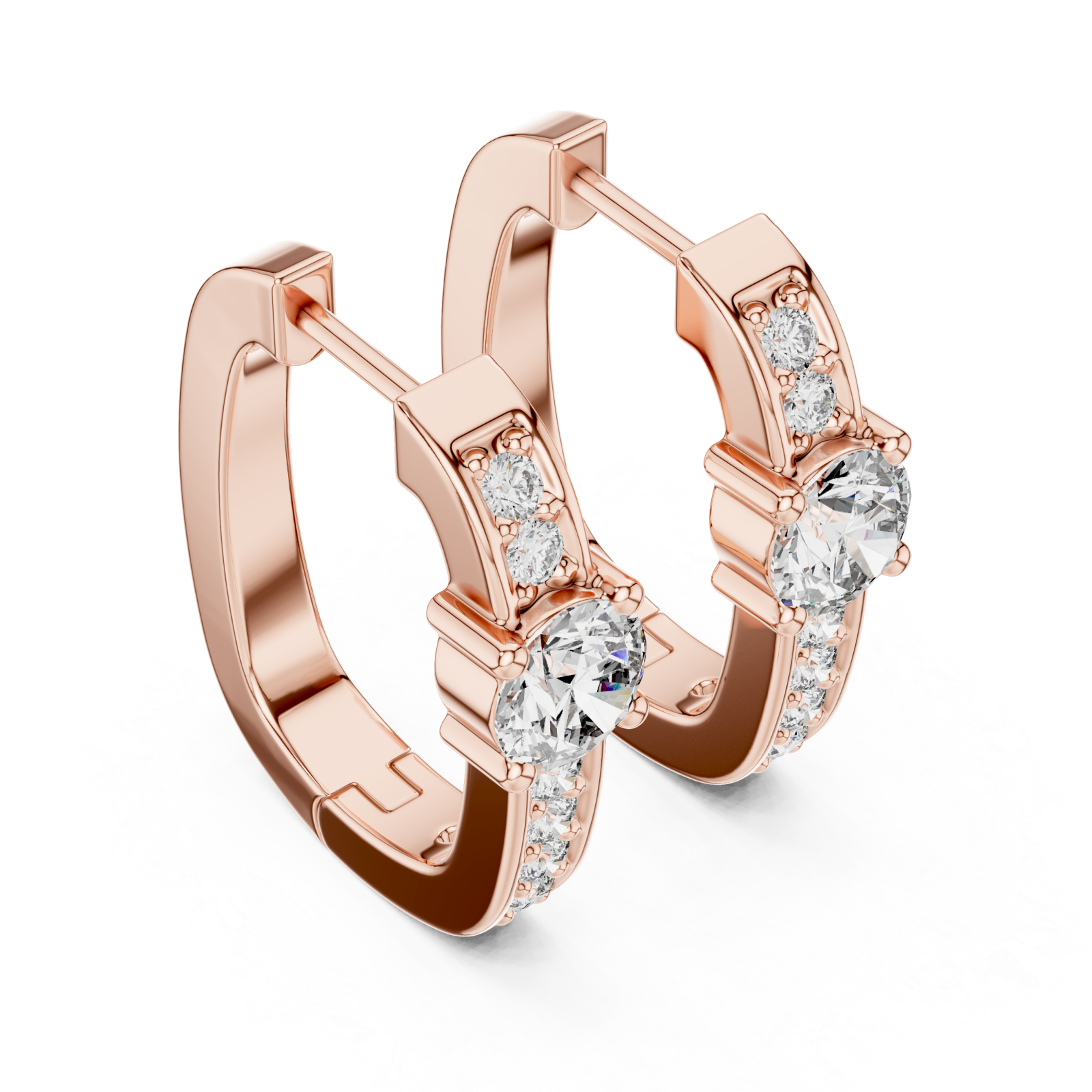  Rose Gold Blossom Harmony Elegant Hoop Earrings Right View