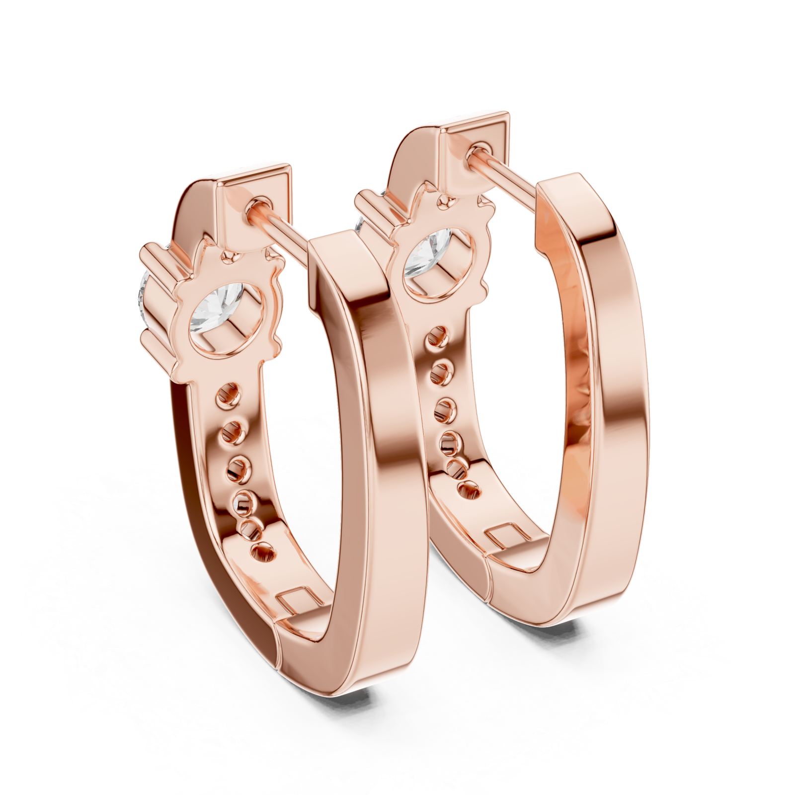  Rose Gold Blossom Harmony Elegant Hoop Earrings Side View