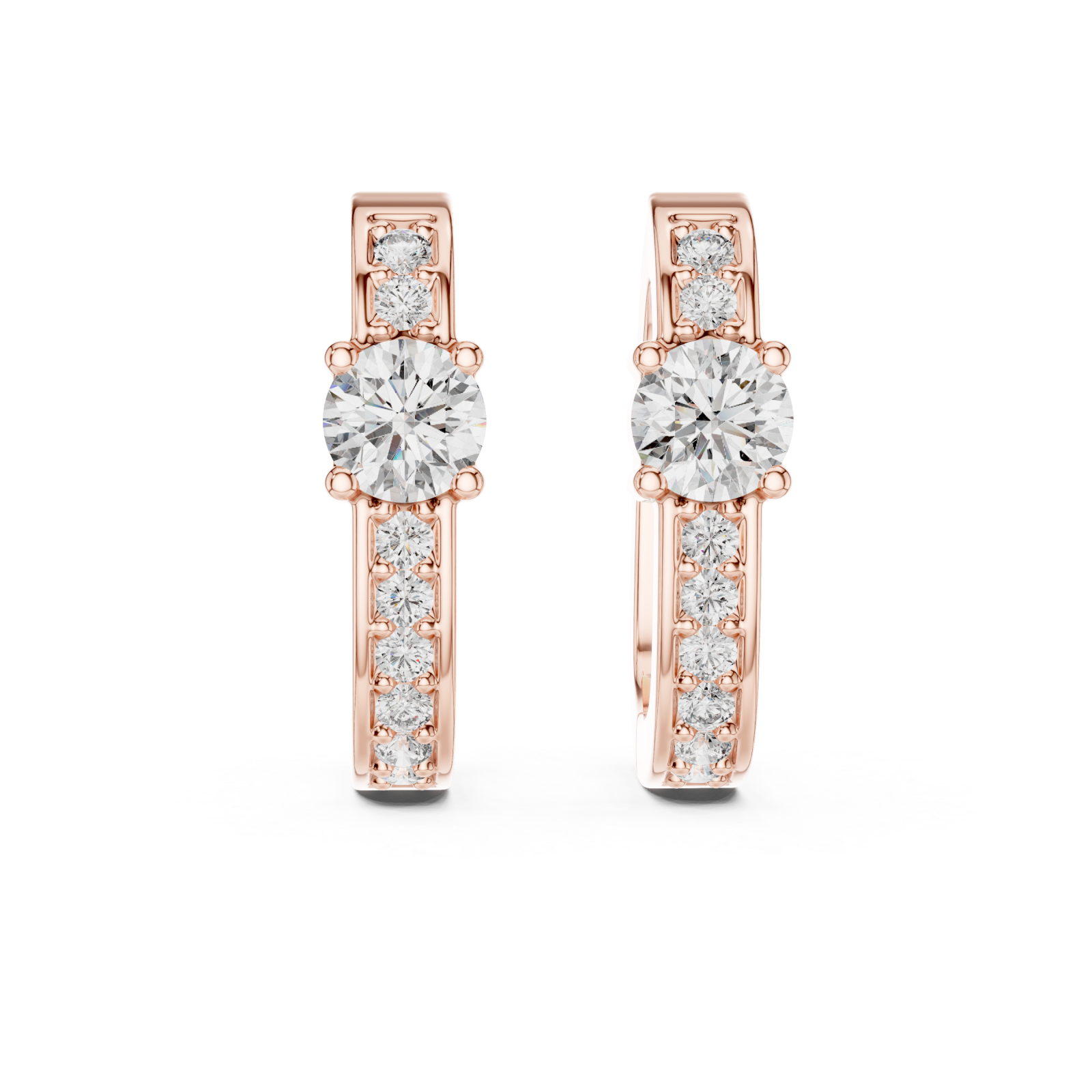  Rose Gold Blossom Harmony Elegant Hoop Earrings Front View