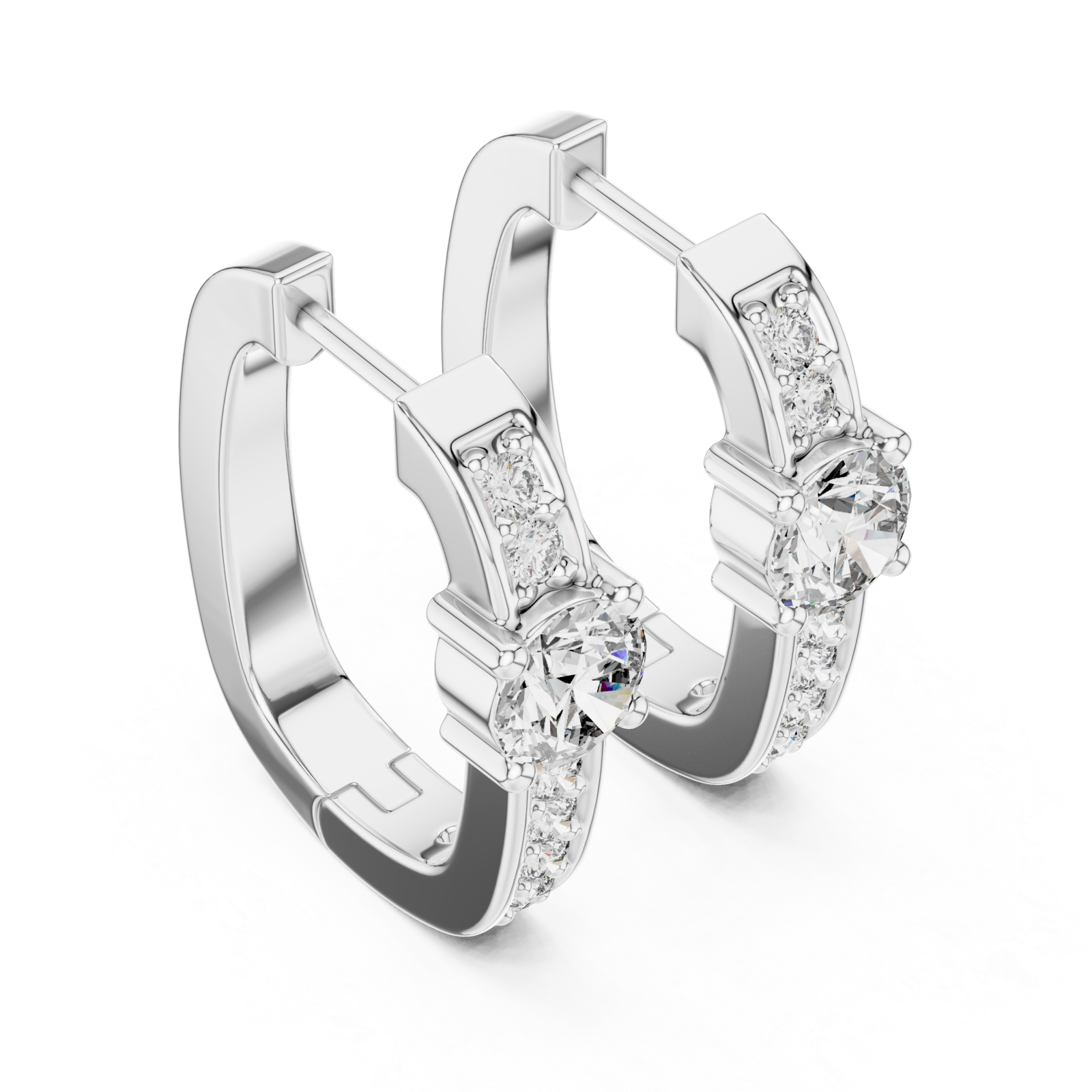  White Gold Blossom Harmony Elegant Hoop Earrings Right View