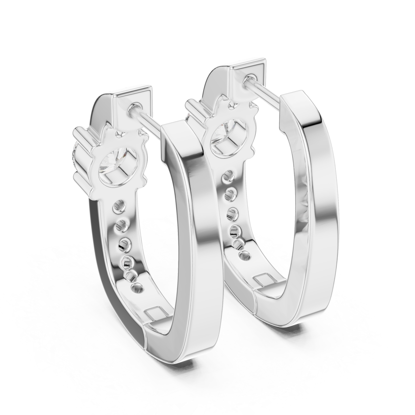  White Gold Blossom Harmony Elegant Hoop Earrings Side View