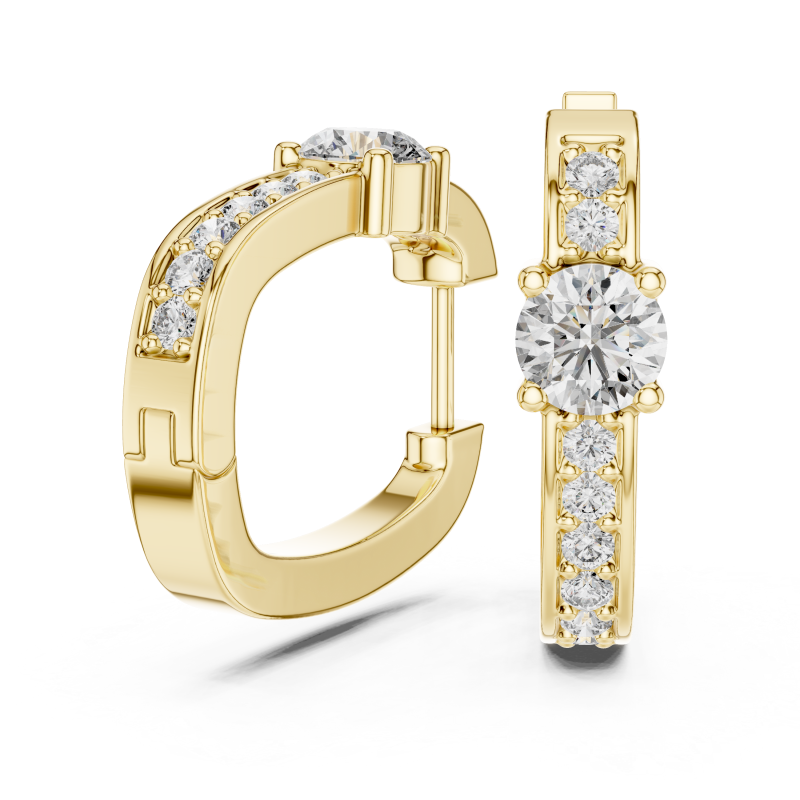  Gold Blossom Harmony Elegant Hoop Earrings Left View