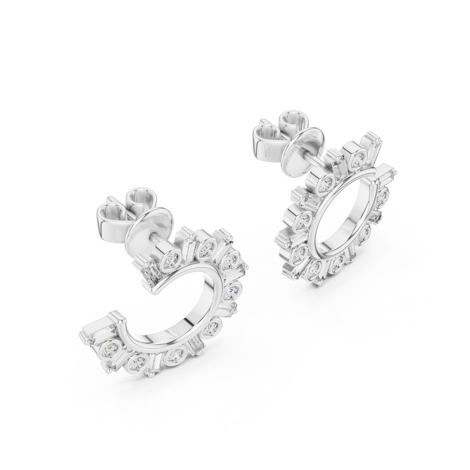  White Gold Ornate Petal Halo Drop Earrings Right View