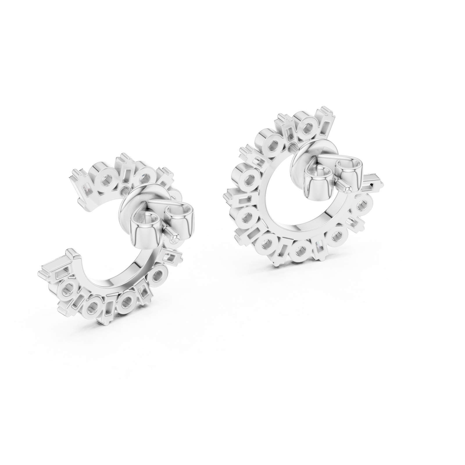  White Gold Ornate Petal Halo Drop Earrings Side View