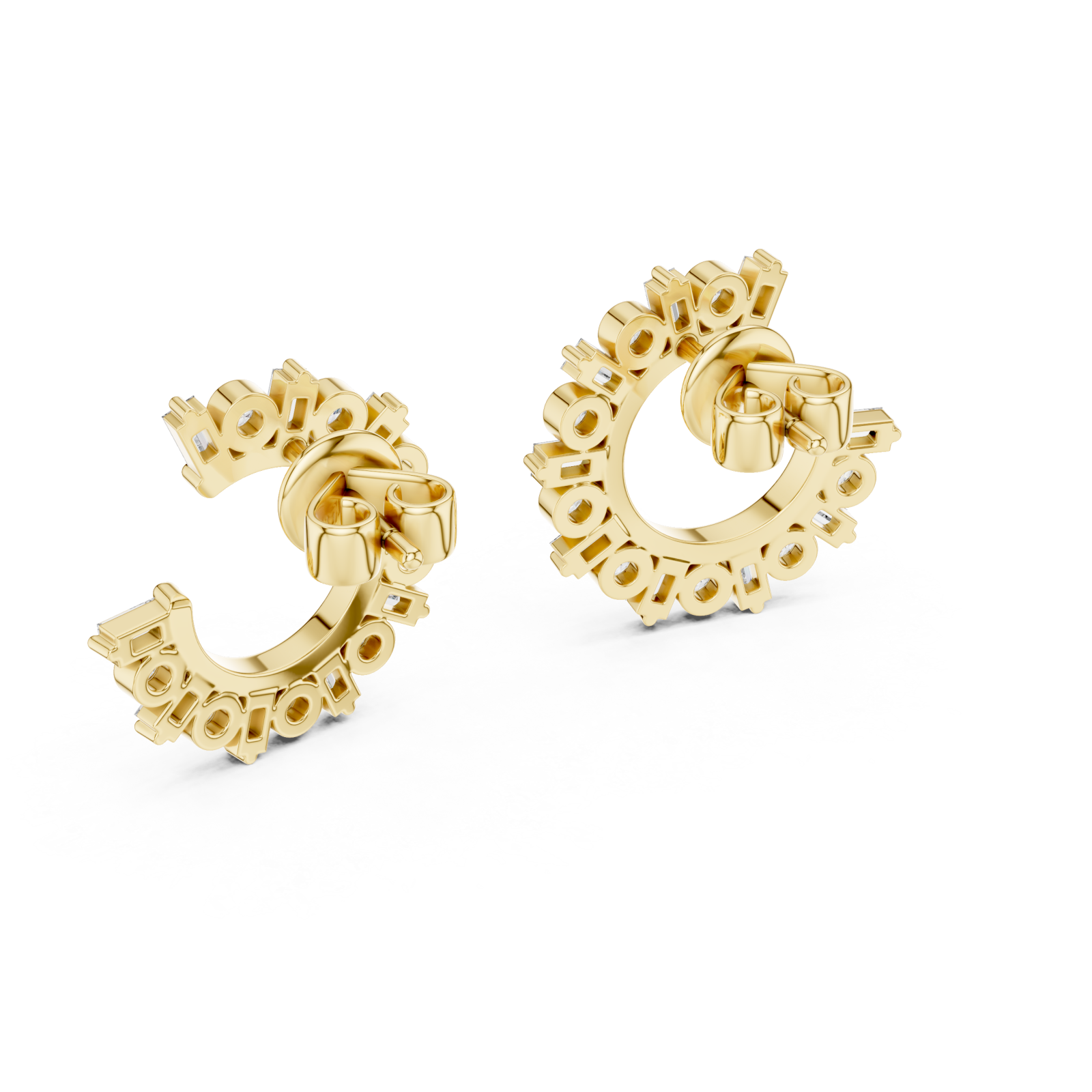  Gold Ornate Petal Halo Drop Earrings Side View