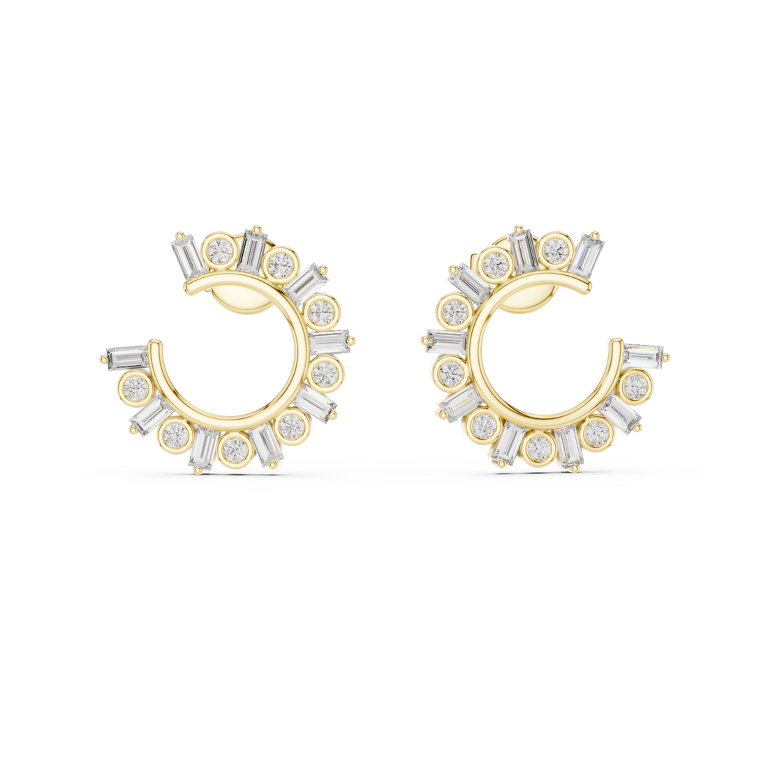 Gold Ornate Petal Halo Drop Earrings Right View