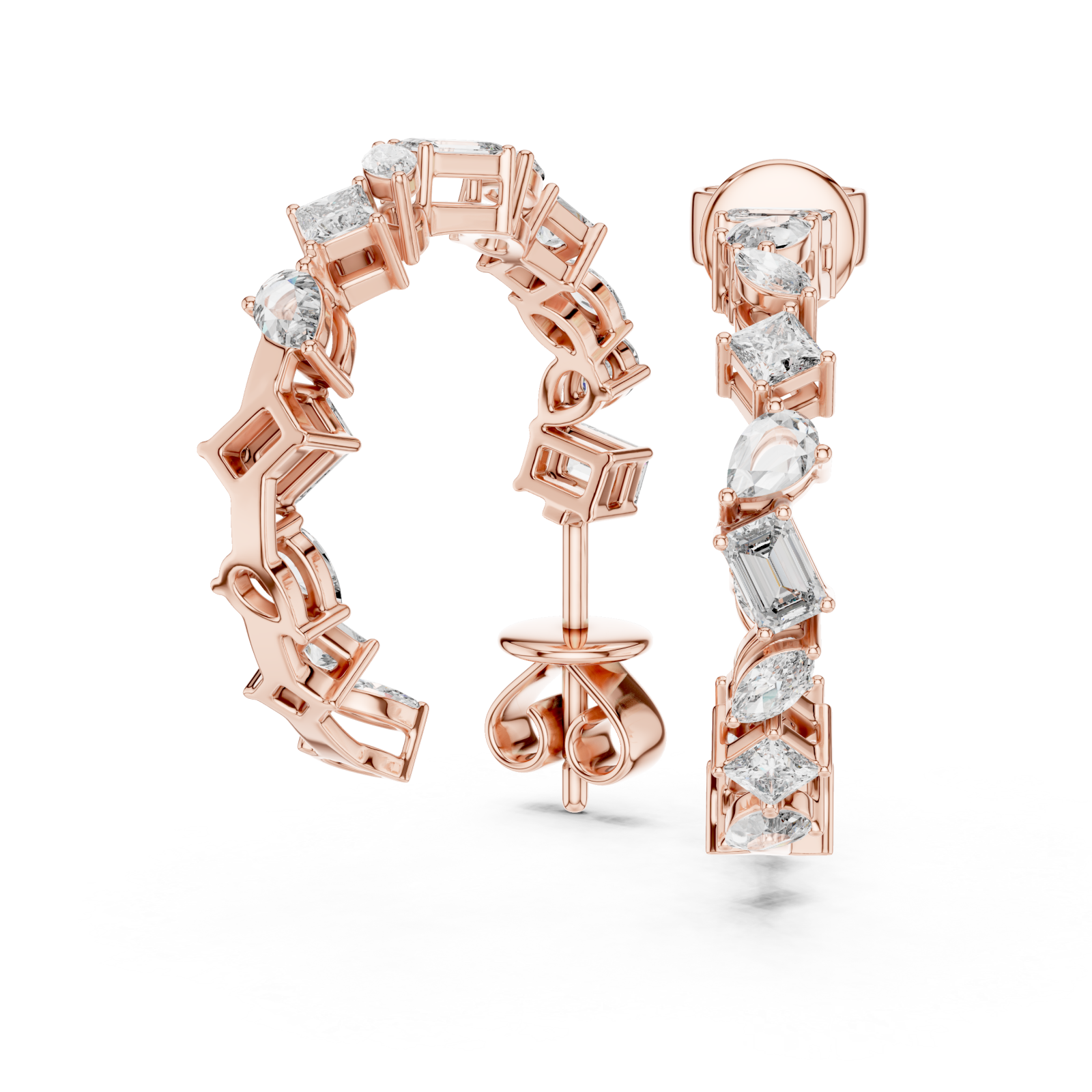  Rose Gold Radiant Serpentine Statement Arc Hoop Earrings Left View