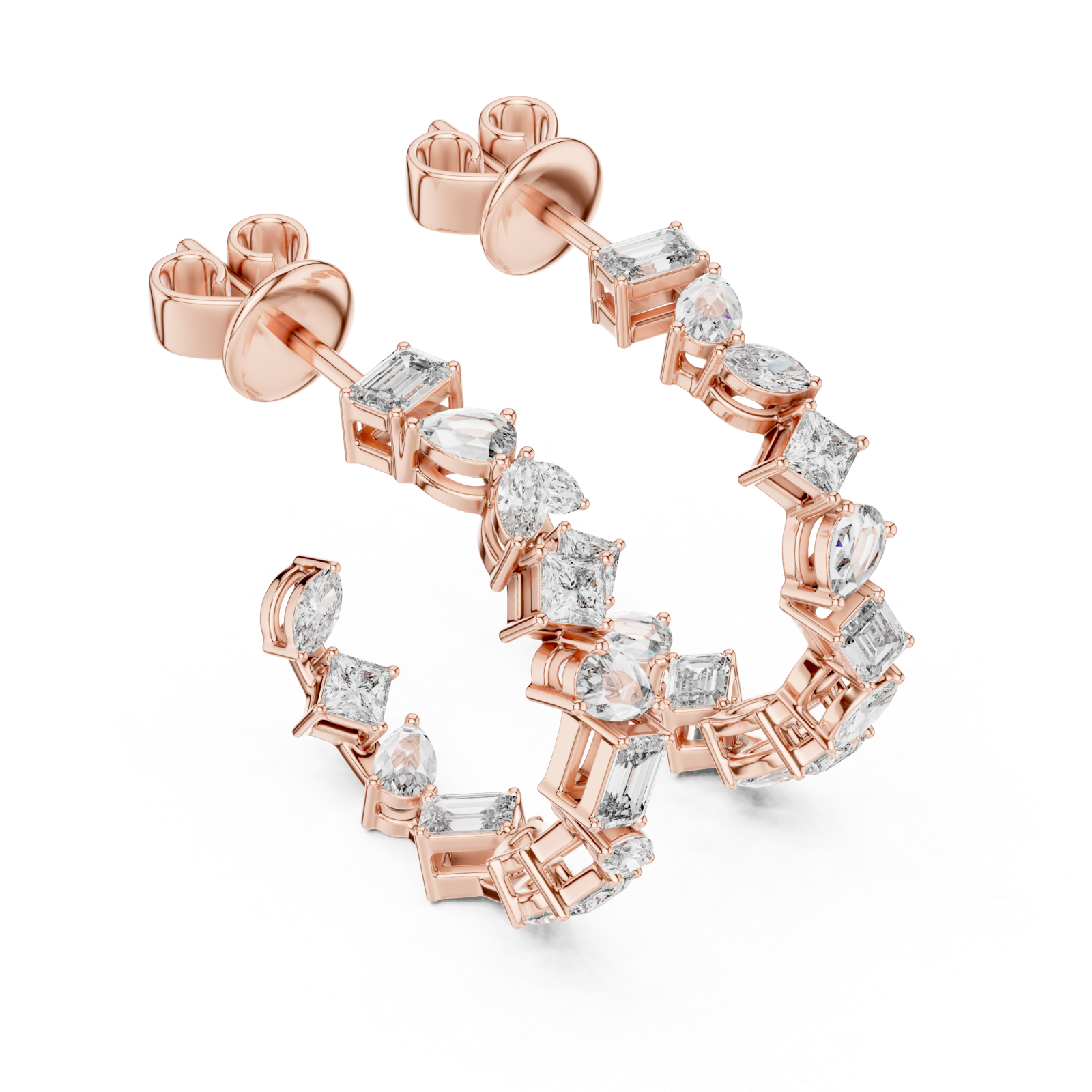  Rose Gold Radiant Serpentine Statement Arc Hoop Earrings Right View