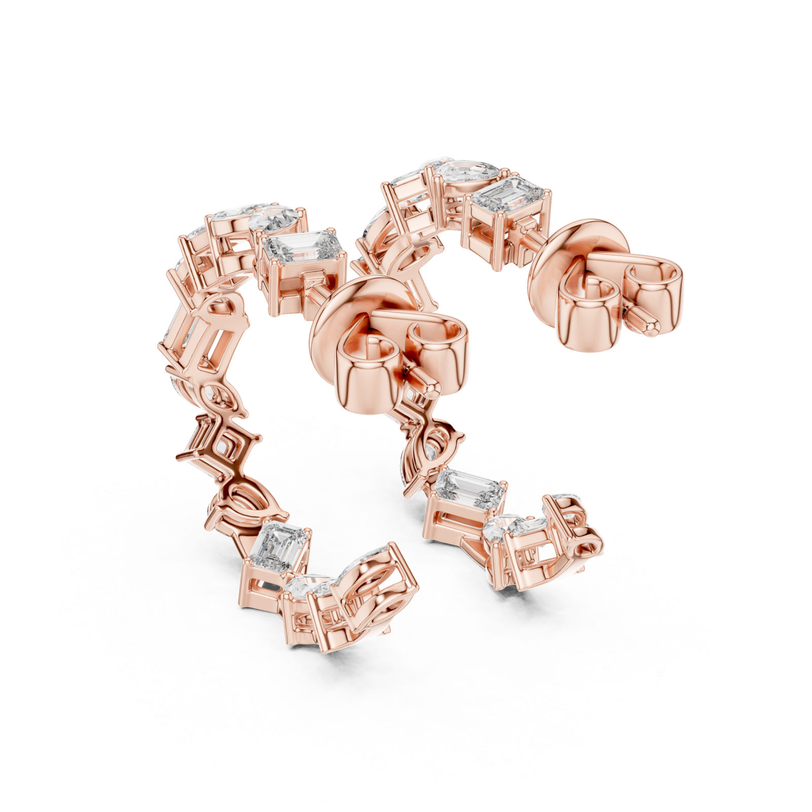  Rose Gold Radiant Serpentine Statement Arc Hoop Earrings Side View