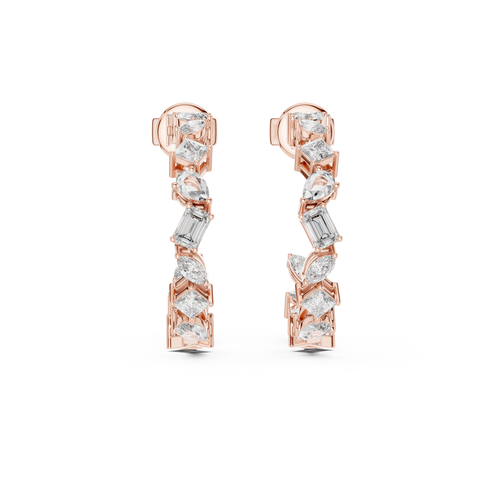  Rose Gold Radiant Serpentine Statement Arc Hoop Earrings Front View