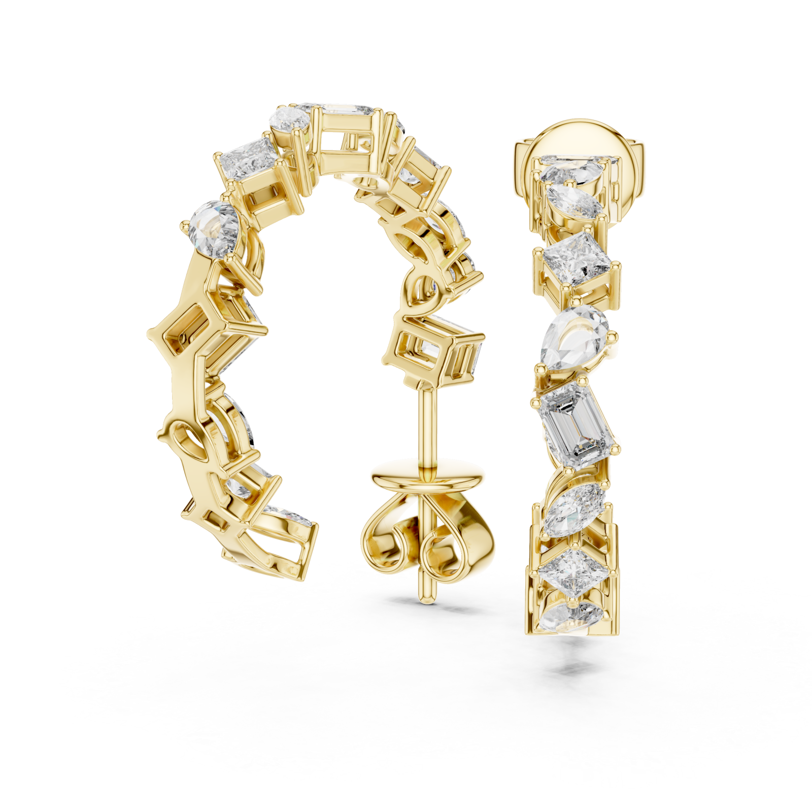  Gold Radiant Serpentine Statement Arc Hoop Earrings Left View