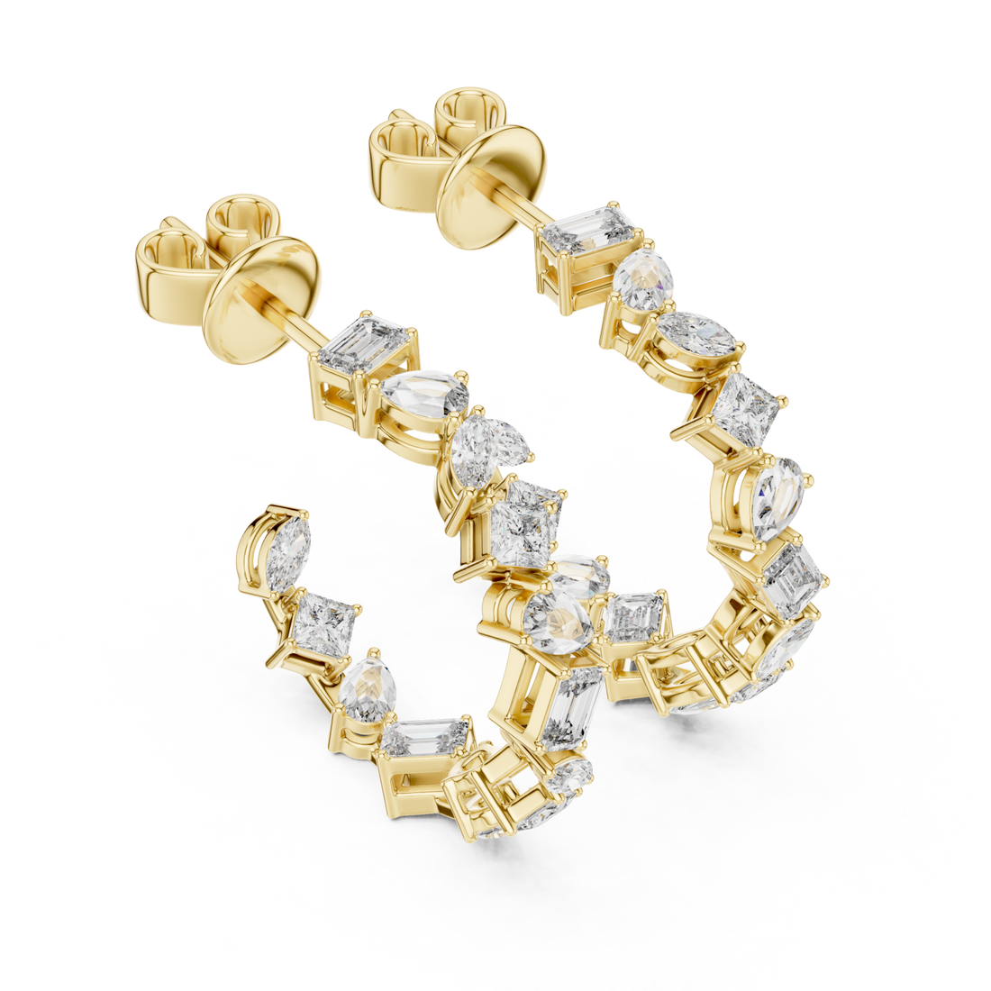Gold Radiant Serpentine Statement Arc Hoop Earrings Right View