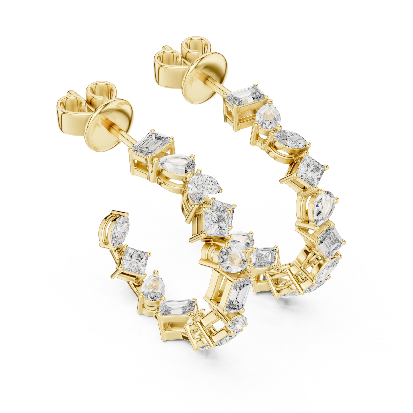 Gold Radiant Serpentine Statement Arc Hoop Earrings Right View