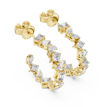 Gold Radiant Serpentine Statement Arc Hoop Earrings Right View