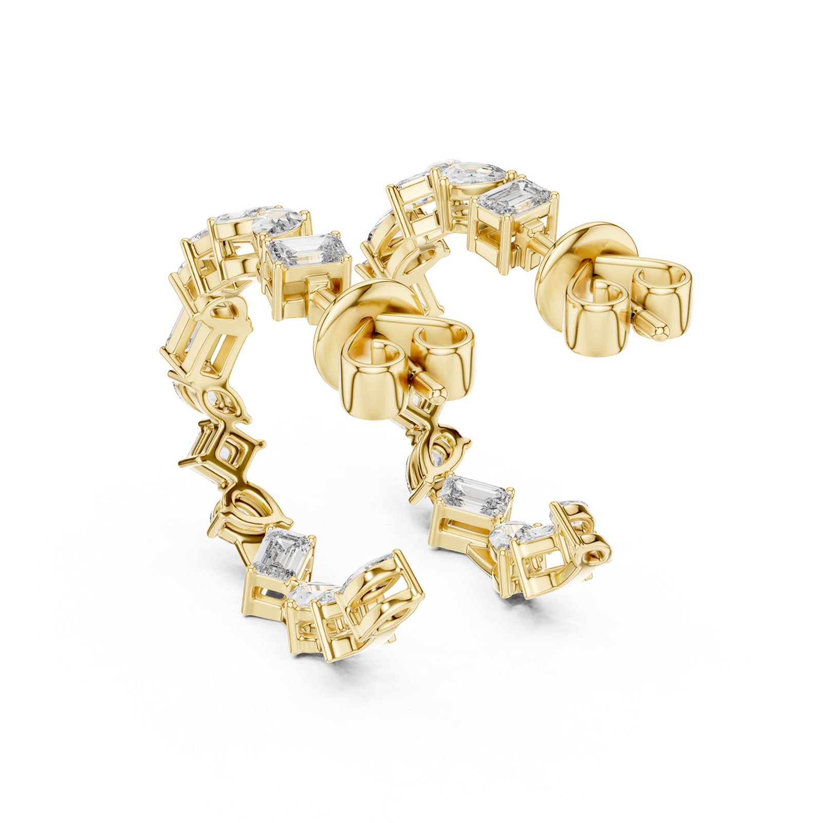  Gold Radiant Serpentine Statement Arc Hoop Earrings Side View