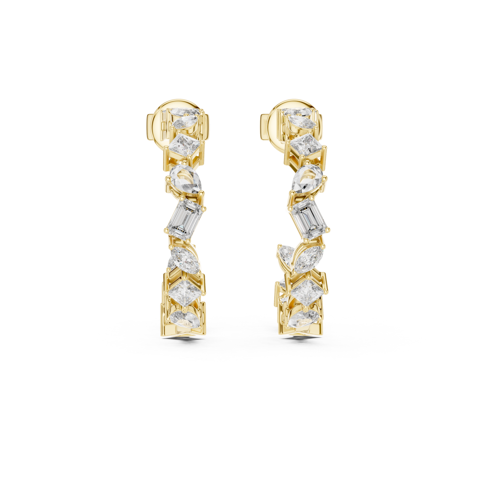  Gold Radiant Serpentine Statement Arc Hoop Earrings Front View
