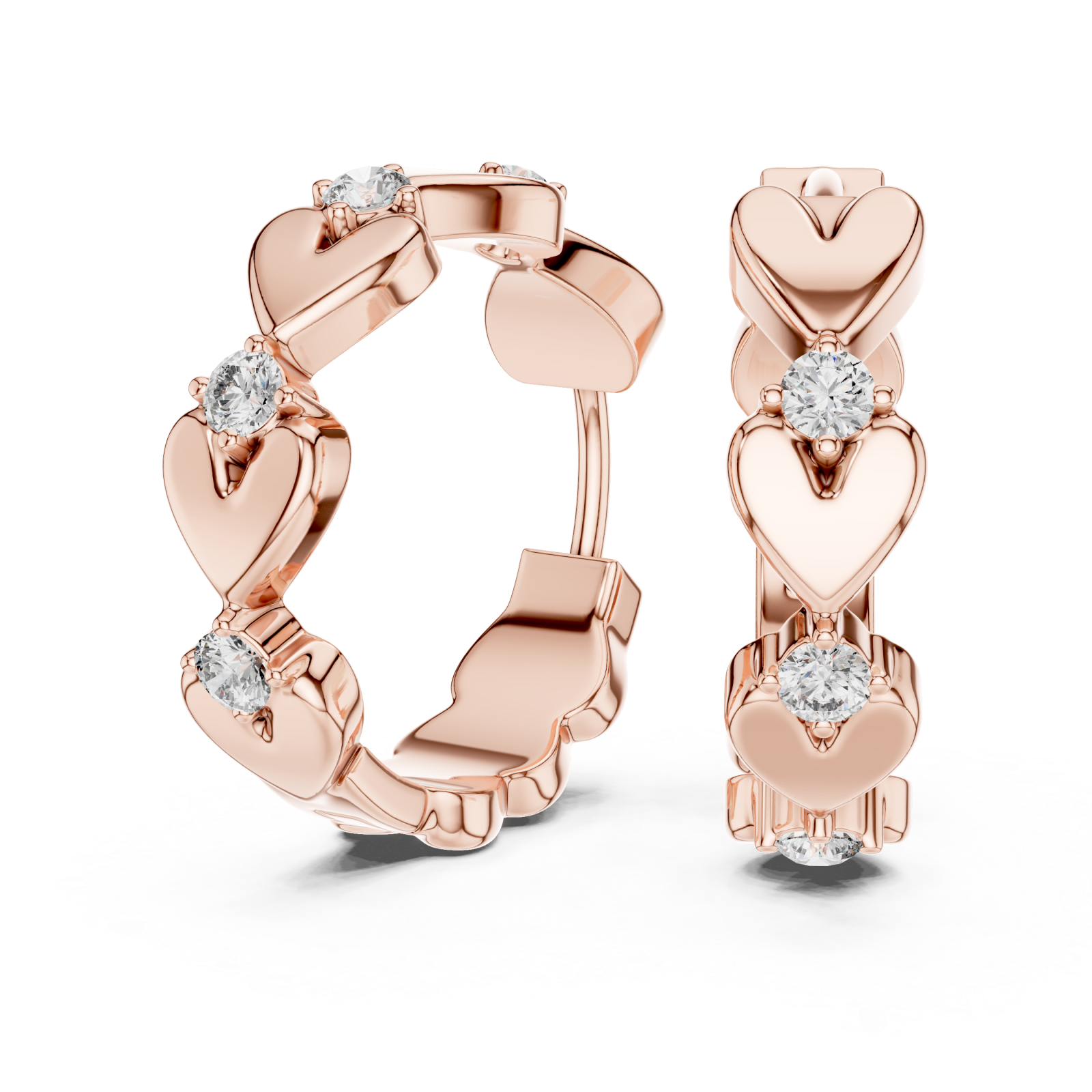  Rose Gold Serenade of Hearts Modern Earrings Left View
