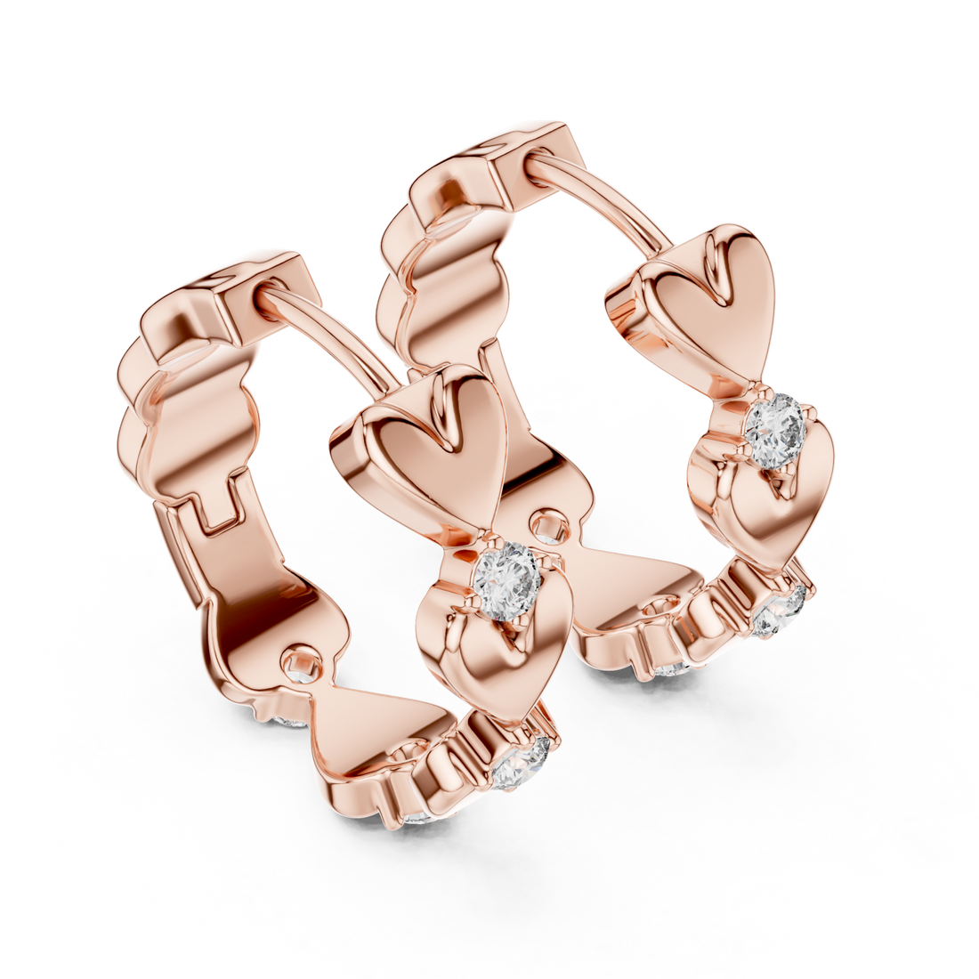  Rose Gold Serenade of Hearts Modern Earrings Right View