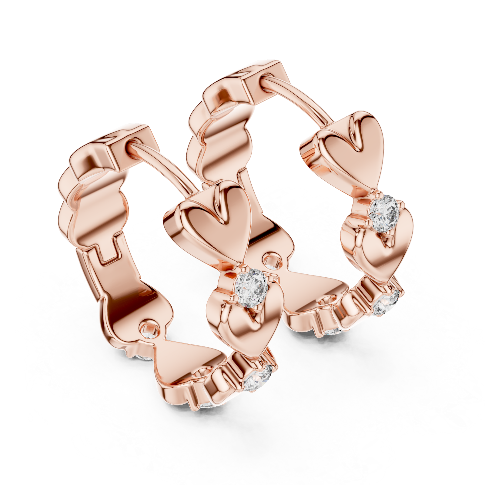  Rose Gold Serenade of Hearts Modern Earrings Right View