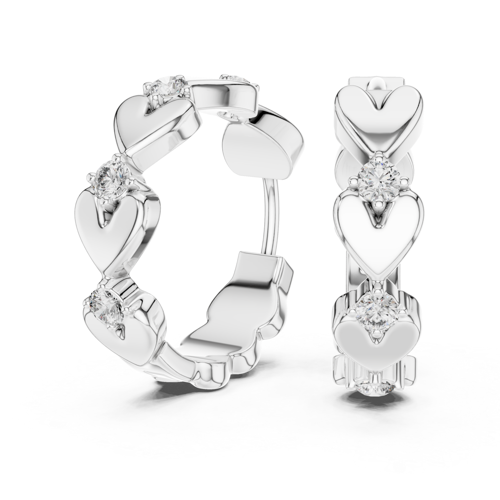  White Gold Serenade of Hearts Modern Earrings Left View
