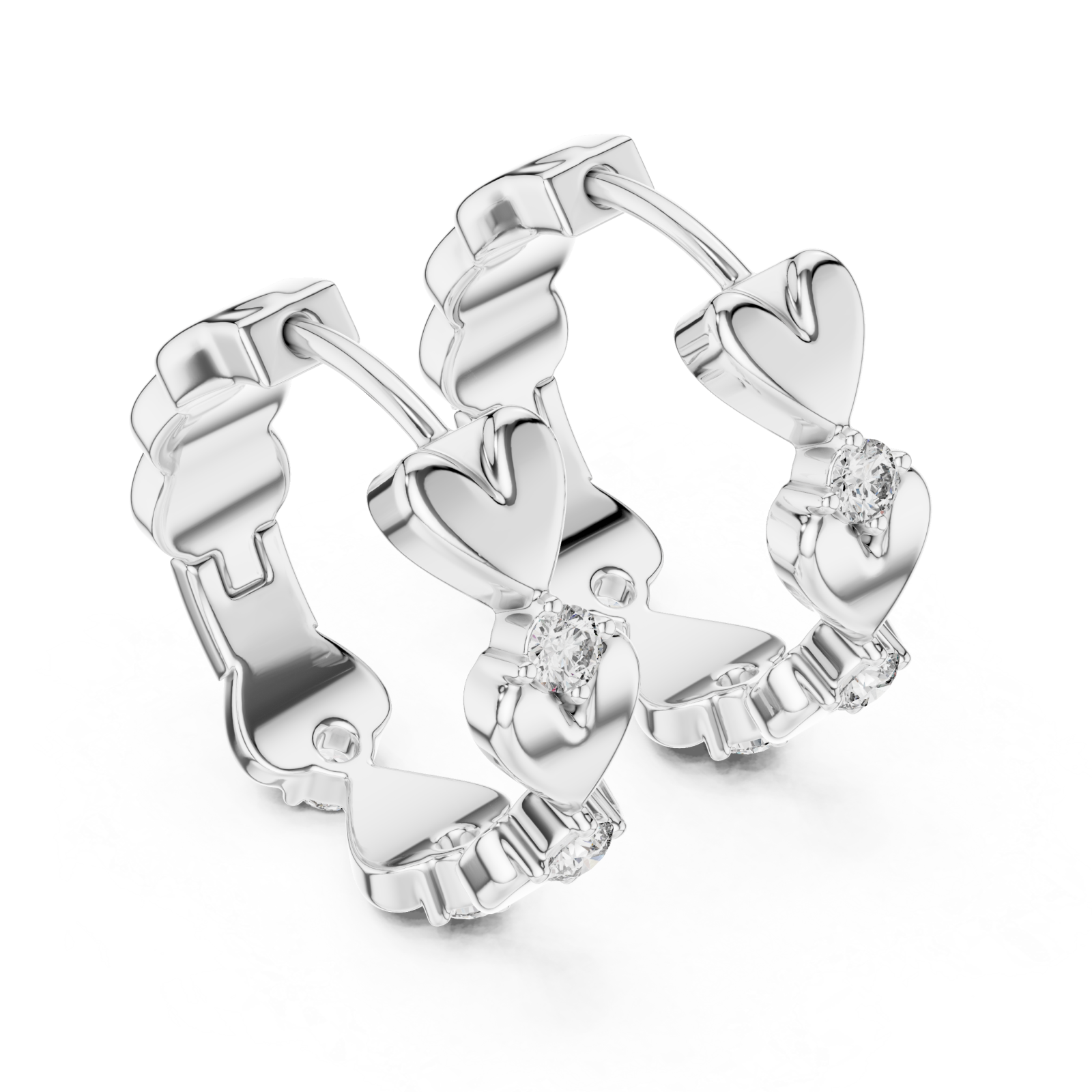  White Gold Serenade of Hearts Modern Earrings Right View