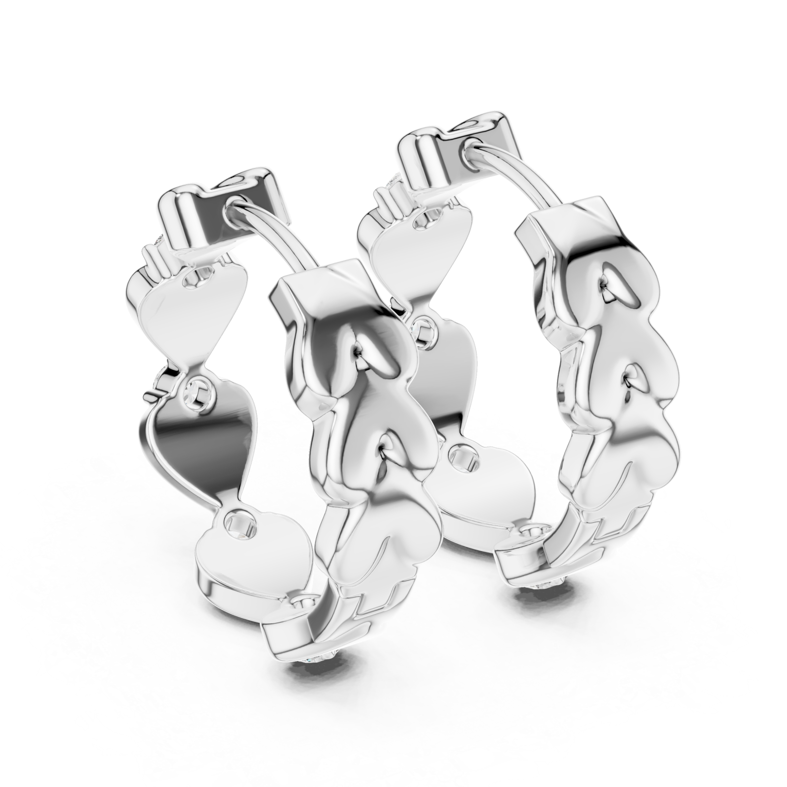  White Gold Serenade of Hearts Modern Earrings Side View