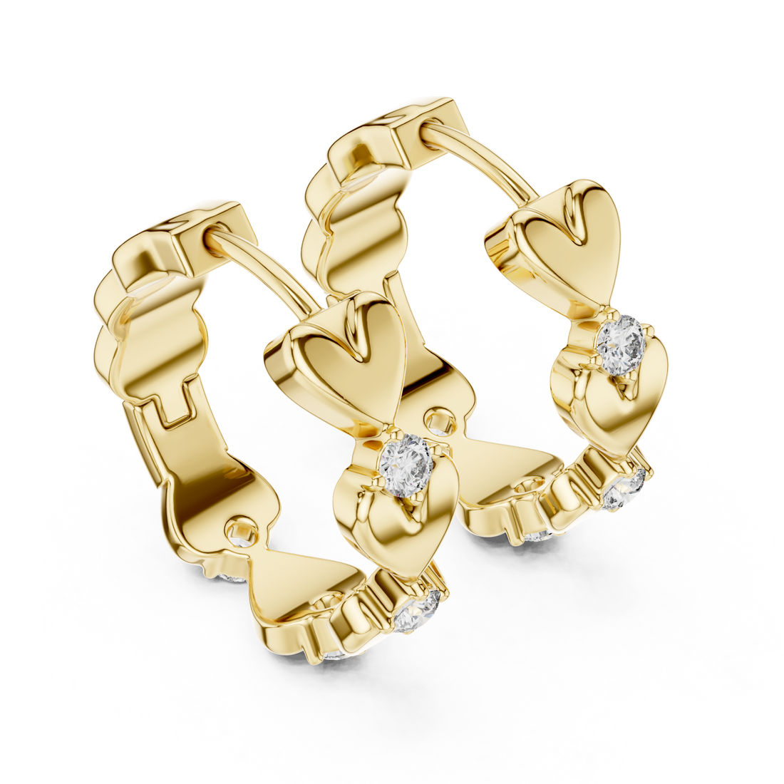 Gold Serenade of Hearts Modern Earrings Right View