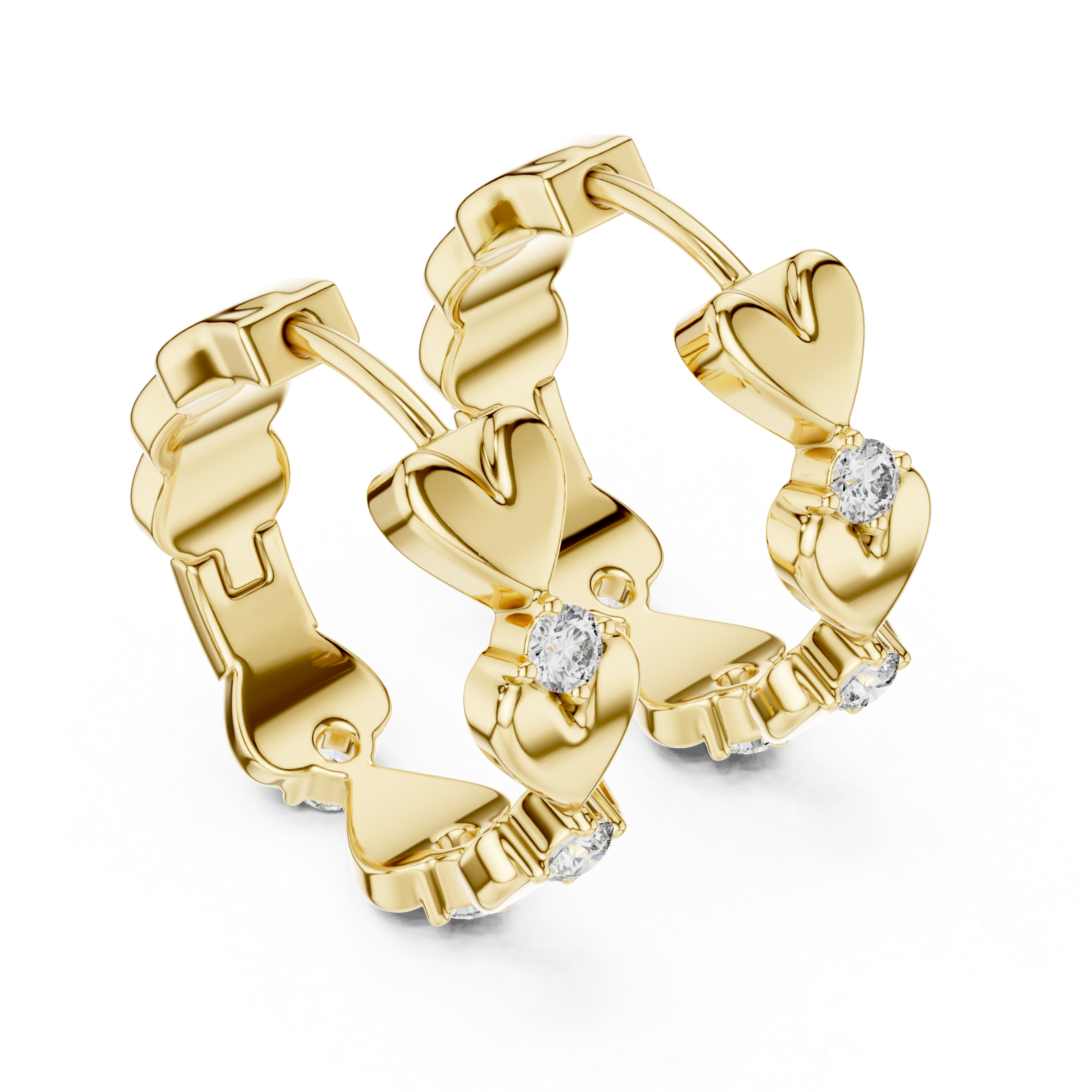 Gold Serenade of Hearts Modern Earrings Right View
