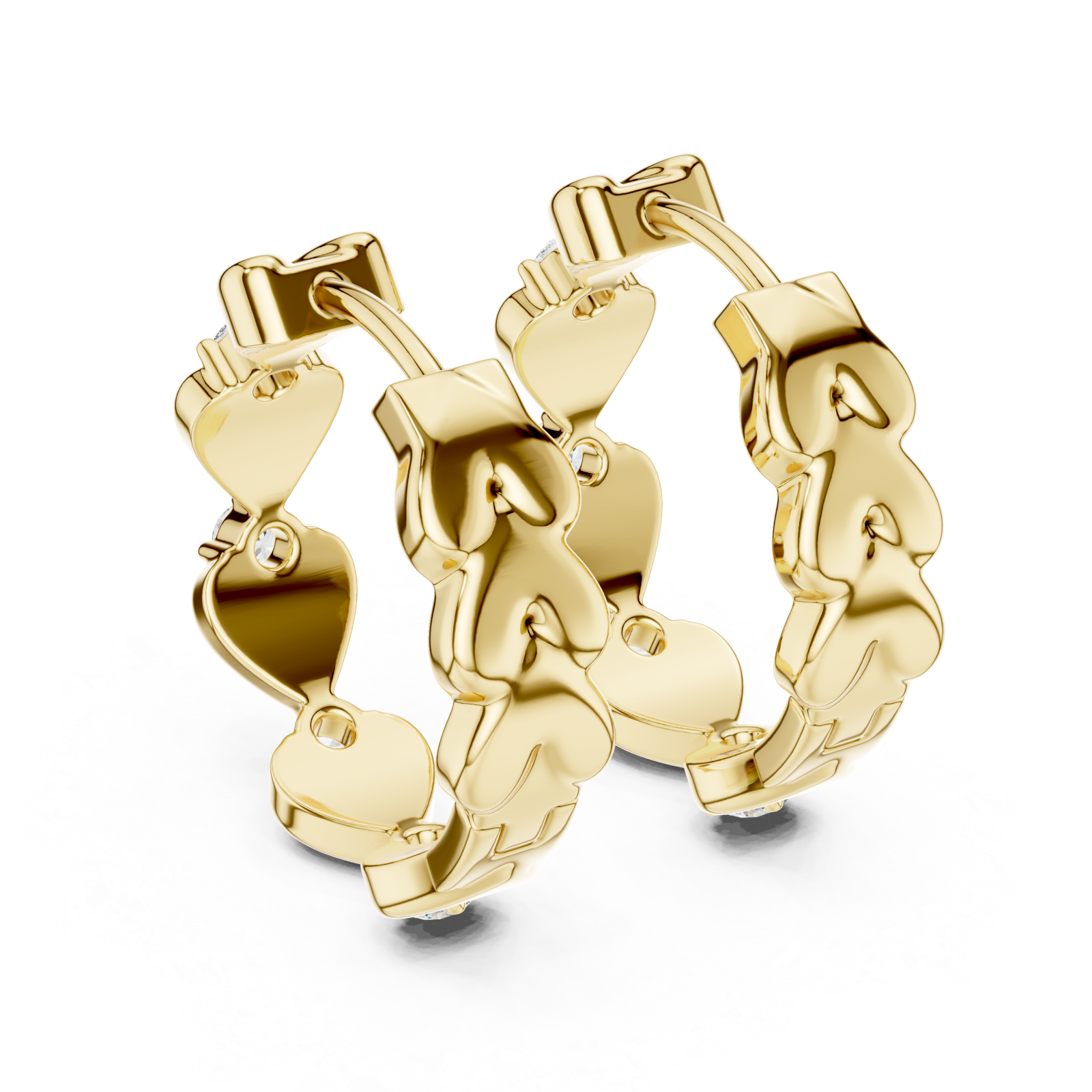  Gold Serenade of Hearts Modern Earrings Side View