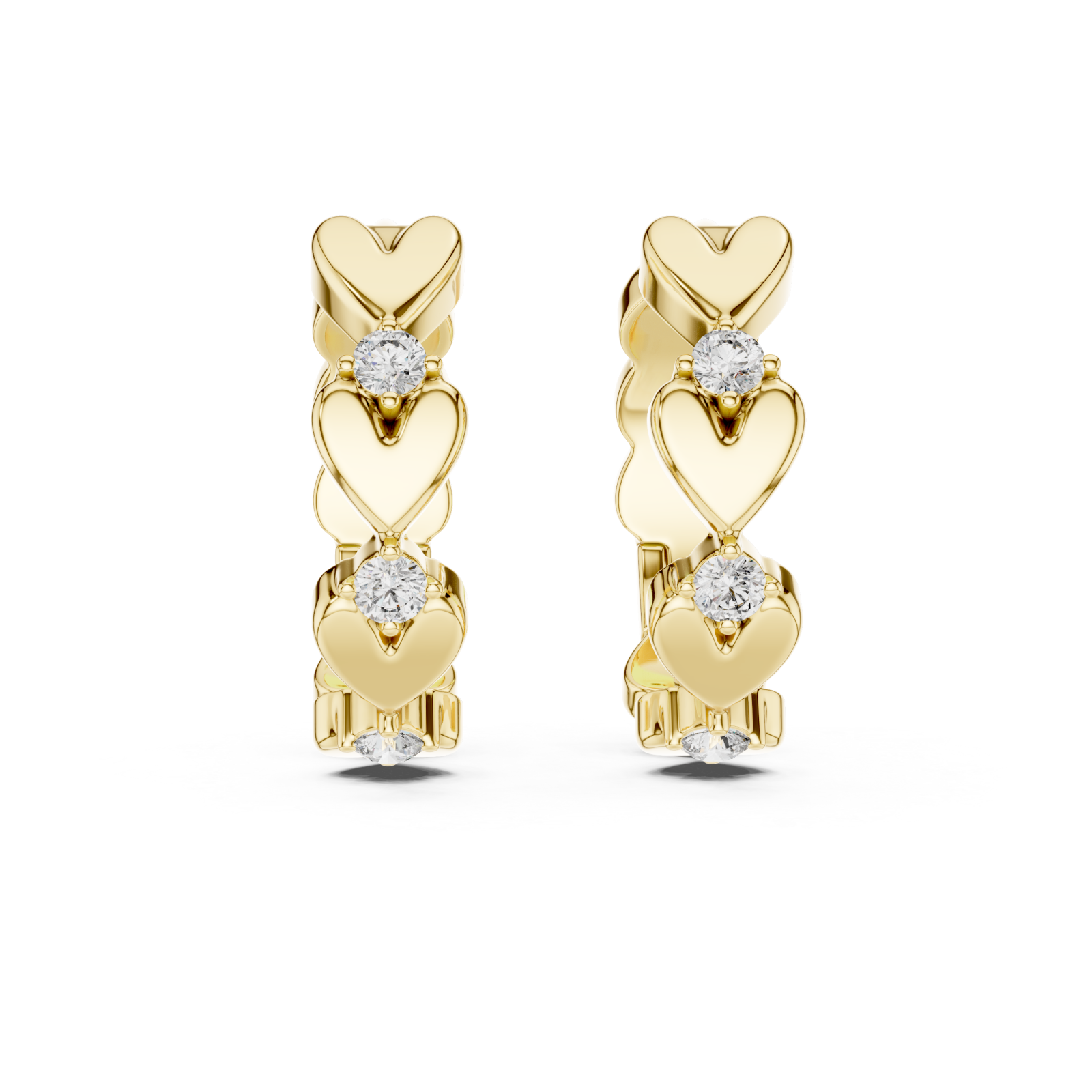  Gold Serenade of Hearts Modern Earrings Front View