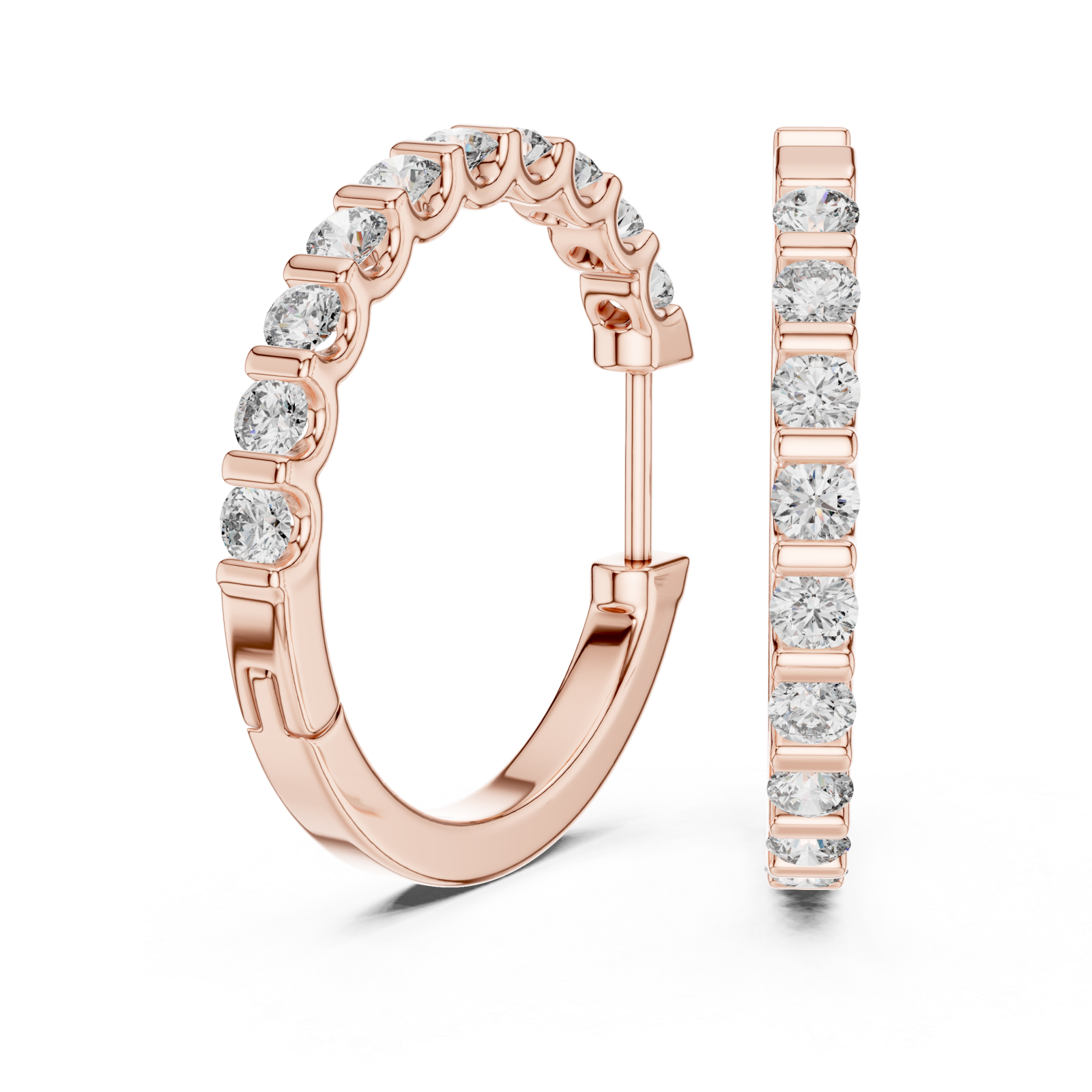  Rose Gold Midnight Glow Ribbon Loop Earrings Left View