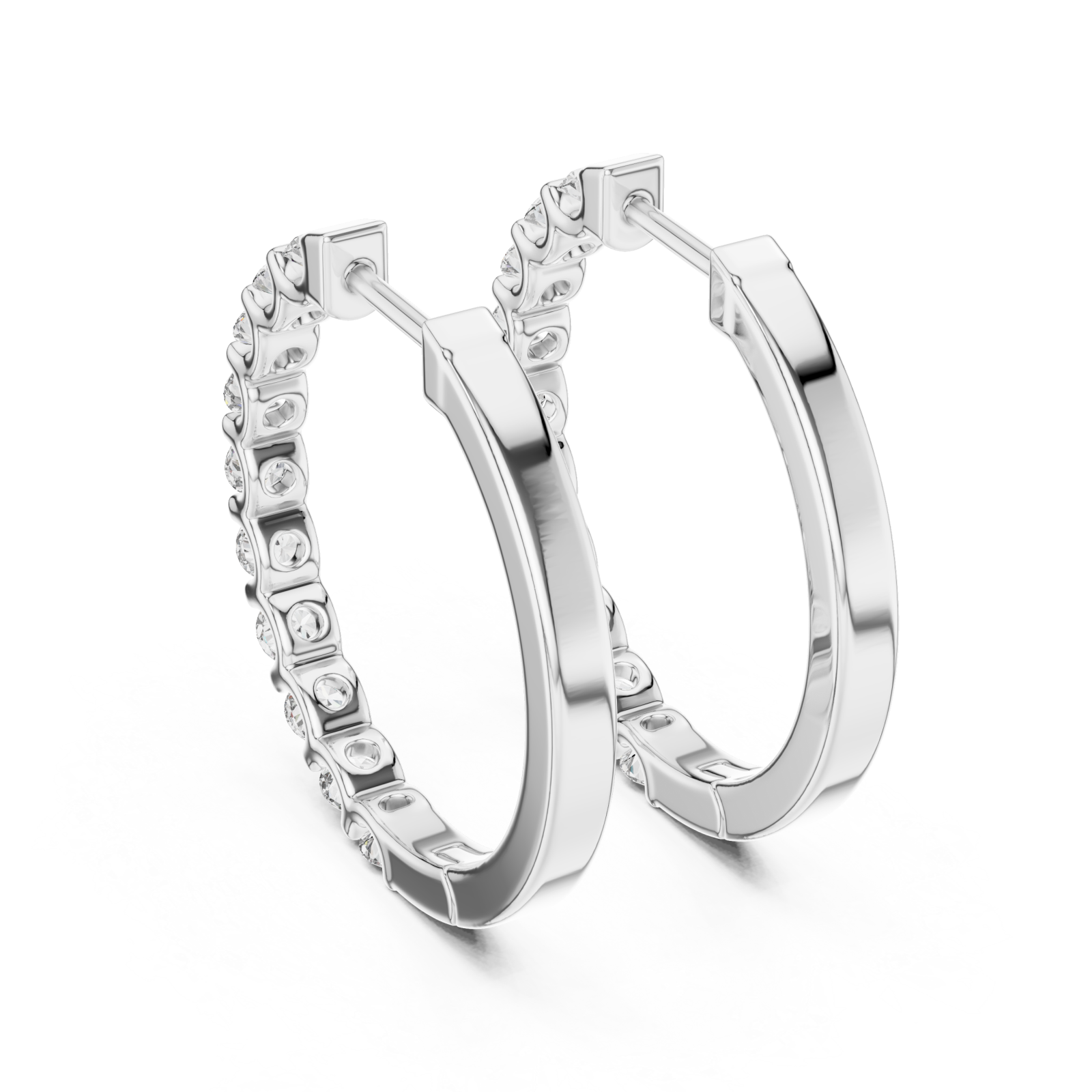  White Gold Midnight Glow Ribbon Loop Earrings Side View