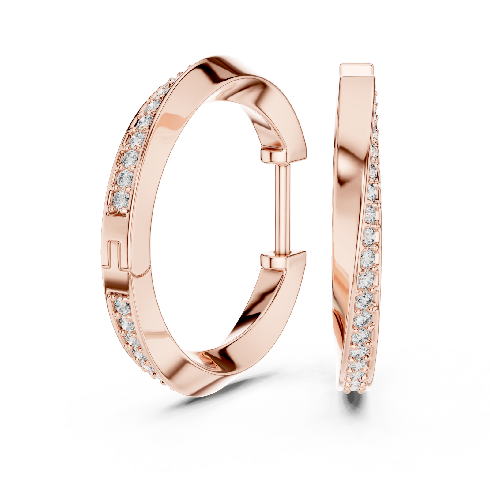 Rose Gold Radiant Harmony Hoop Earrings Left View