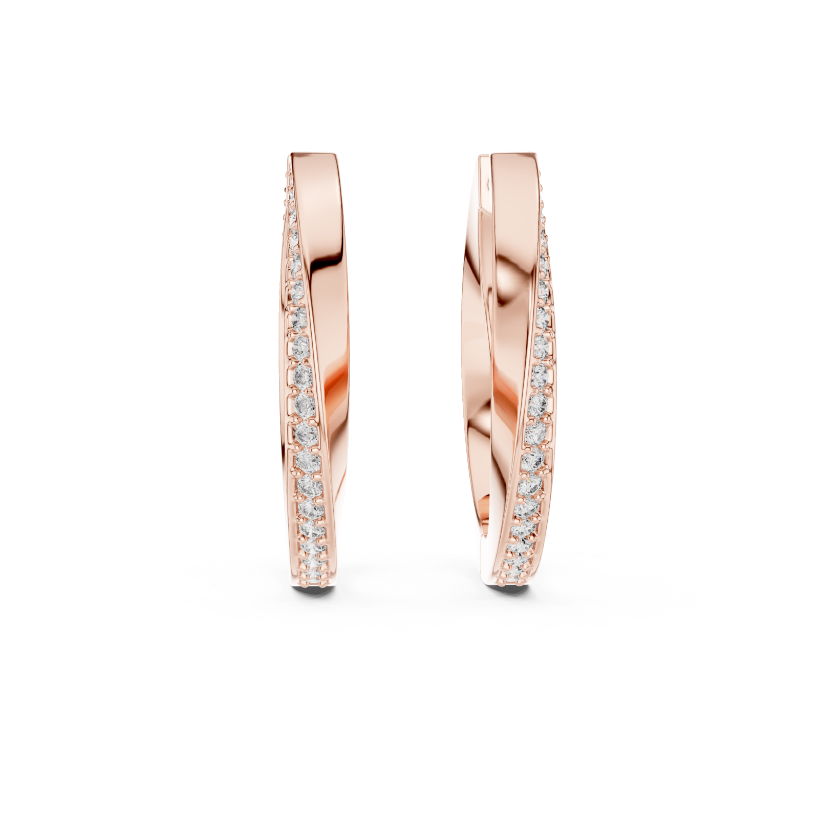  Rose Gold Radiant Harmony Hoop Earrings Front View