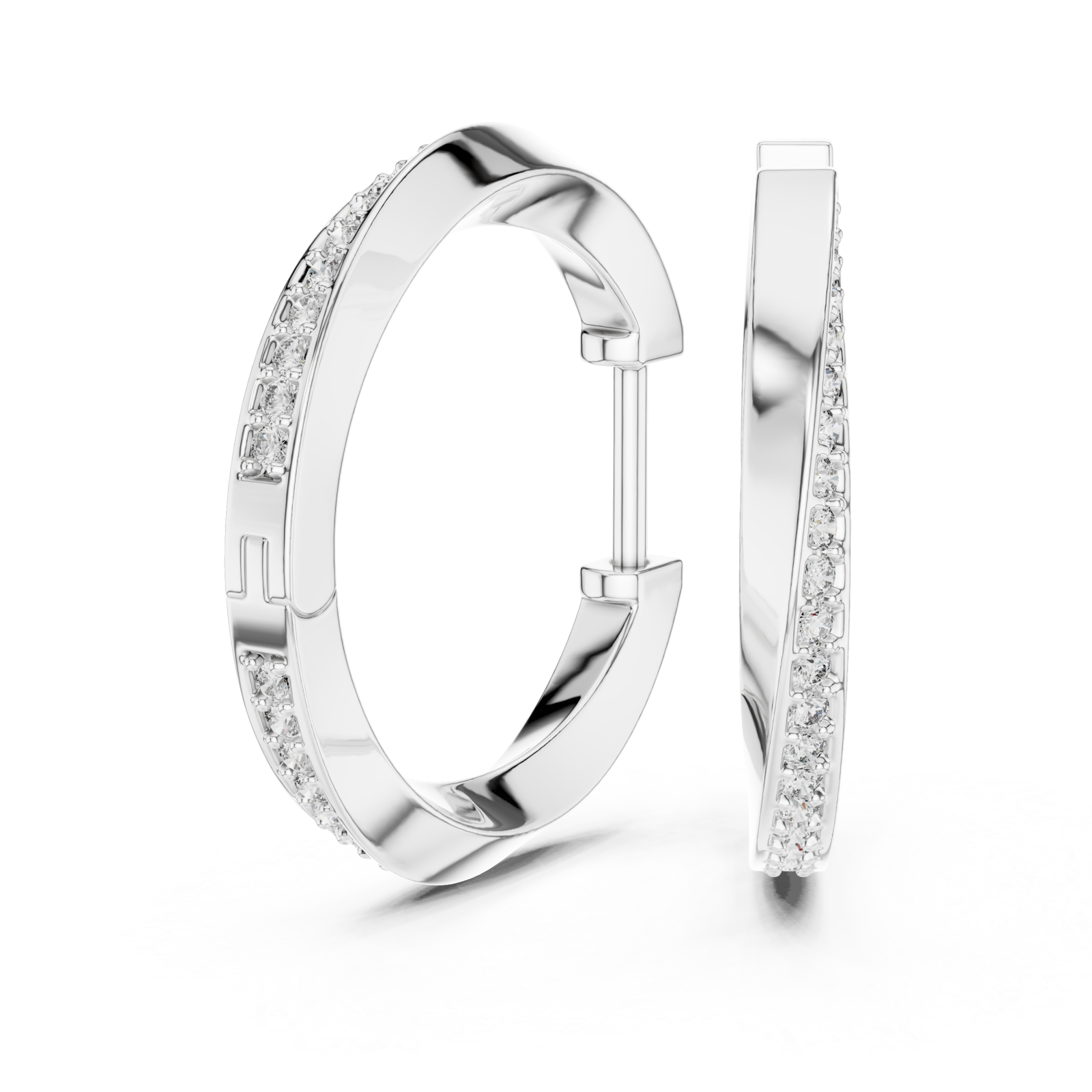  White Gold Radiant Harmony Hoop Earrings Left View