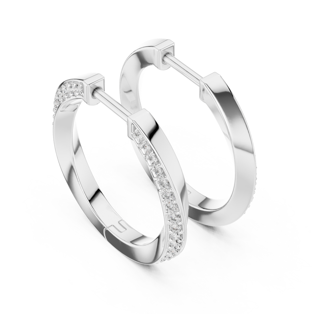  White Gold Radiant Harmony Hoop Earrings Right View