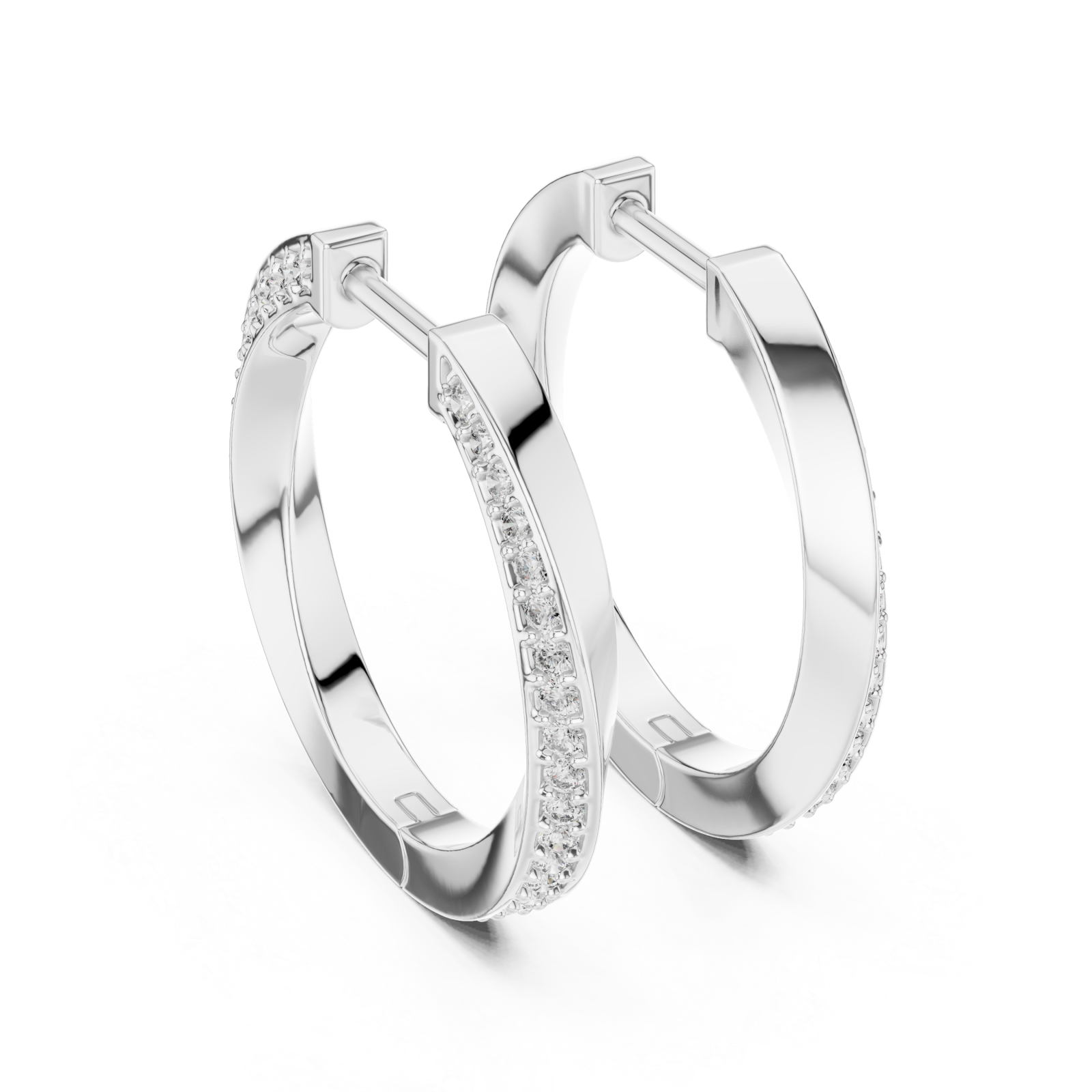  White Gold Radiant Harmony Hoop Earrings Side View