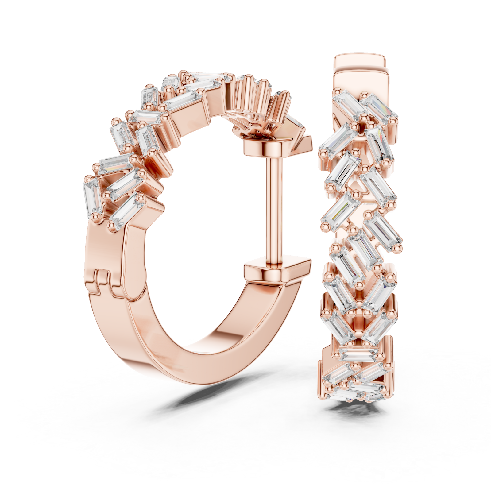  Rose Gold Timeless Crest Structured Hoop Earrings Left View