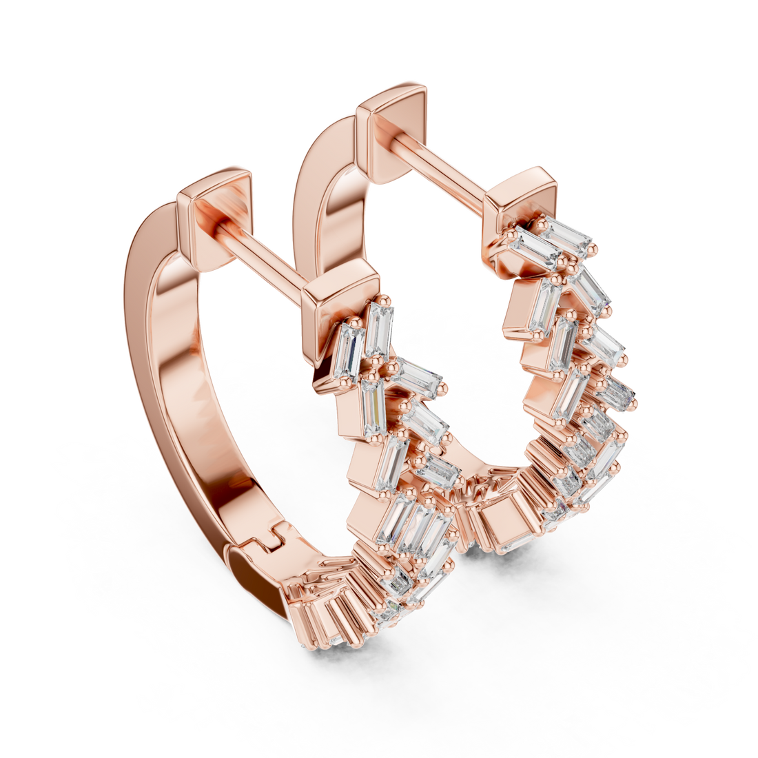  Rose Gold Timeless Crest Structured Hoop Earrings Right View