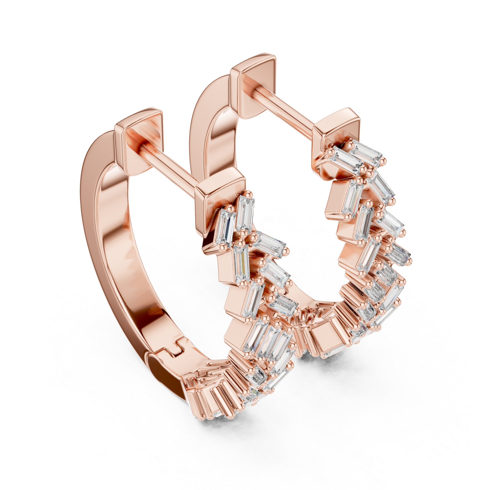  Rose Gold Timeless Crest Structured Hoop Earrings Right View