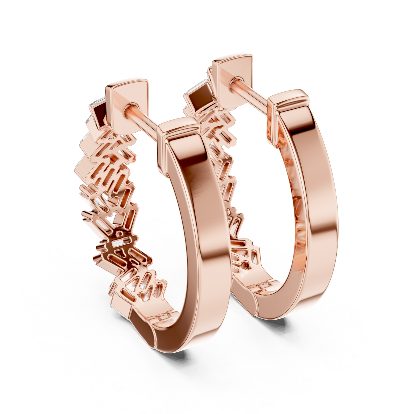  Rose Gold Timeless Crest Structured Hoop Earrings Side View