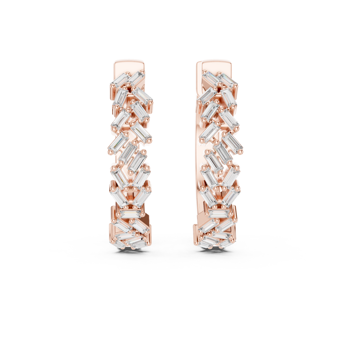 Rose Gold Timeless Crest Structured Hoop Earrings Right View
