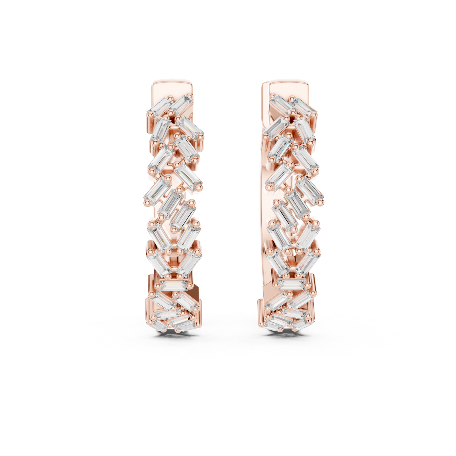  Rose Gold Timeless Crest Structured Hoop Earrings Front View